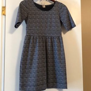 Blue and white houndstooth dress